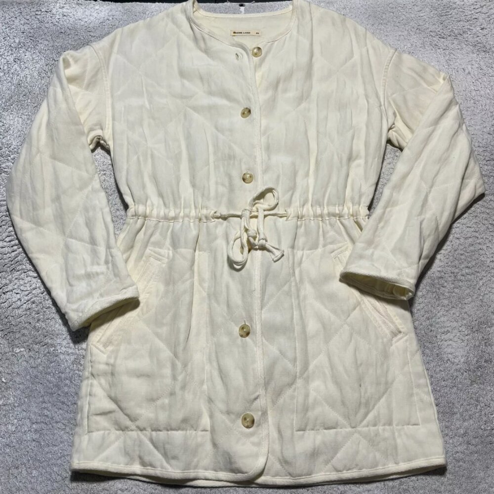 NWOT Marine Layer Tiff Jacket Coat Ivory Quilted Drawstring Women Jacket XL